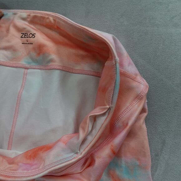 Zelos 7/8 Leggings Women’s Large Pink Peach Watercolor Tie Dye Athletic Gym Yoga - Picture 9 of 10